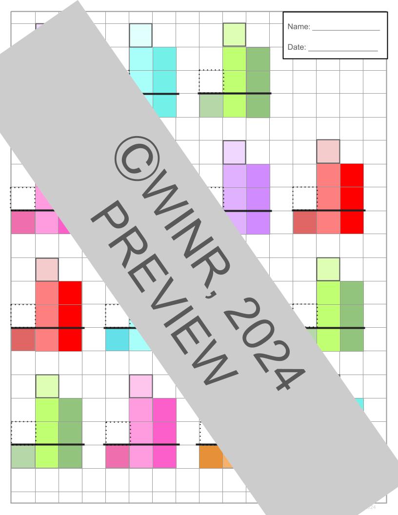 DOUBLE x DOUBLE-digit Add/Subtract Grid Pages, Color & BW, 1/2" Blank Grid Paper