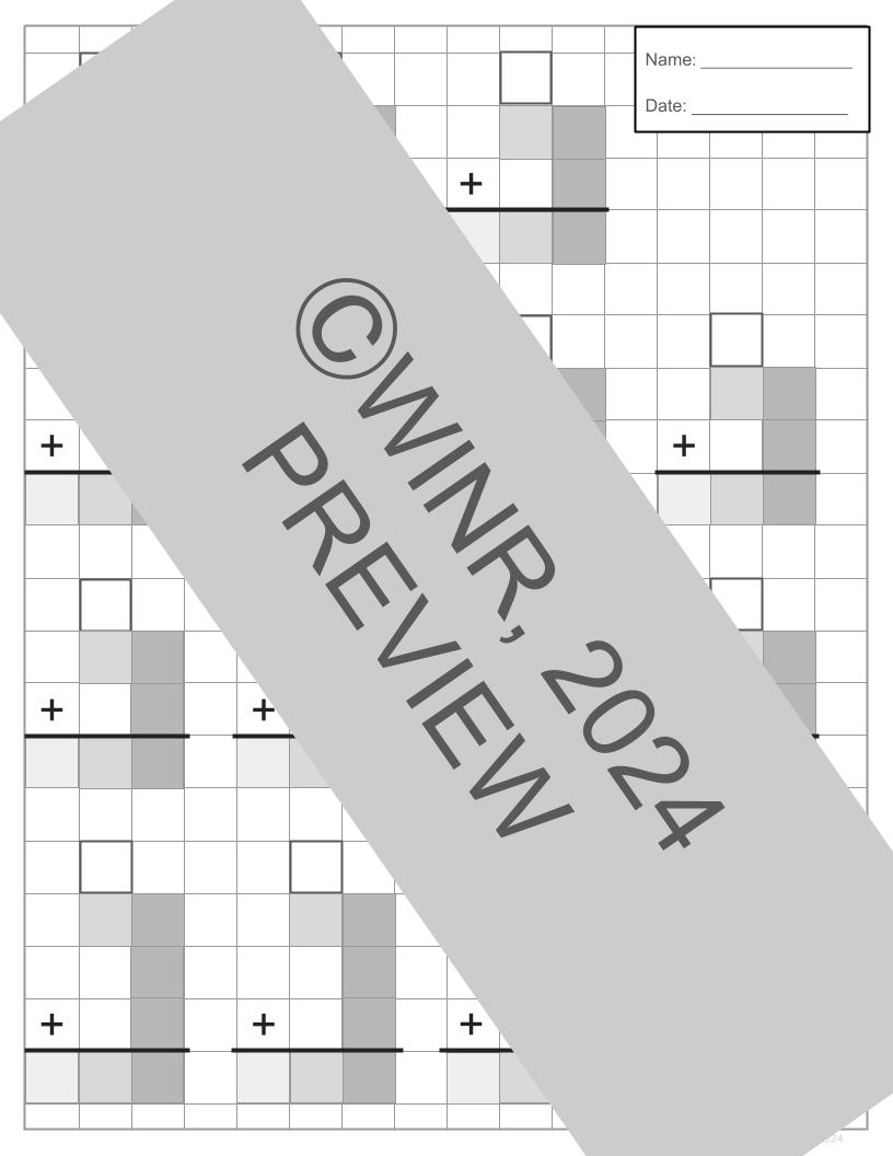Single-Digit Addition & Subtraction Grid Pages in COLOR & B/W + 1/2" Graph Paper