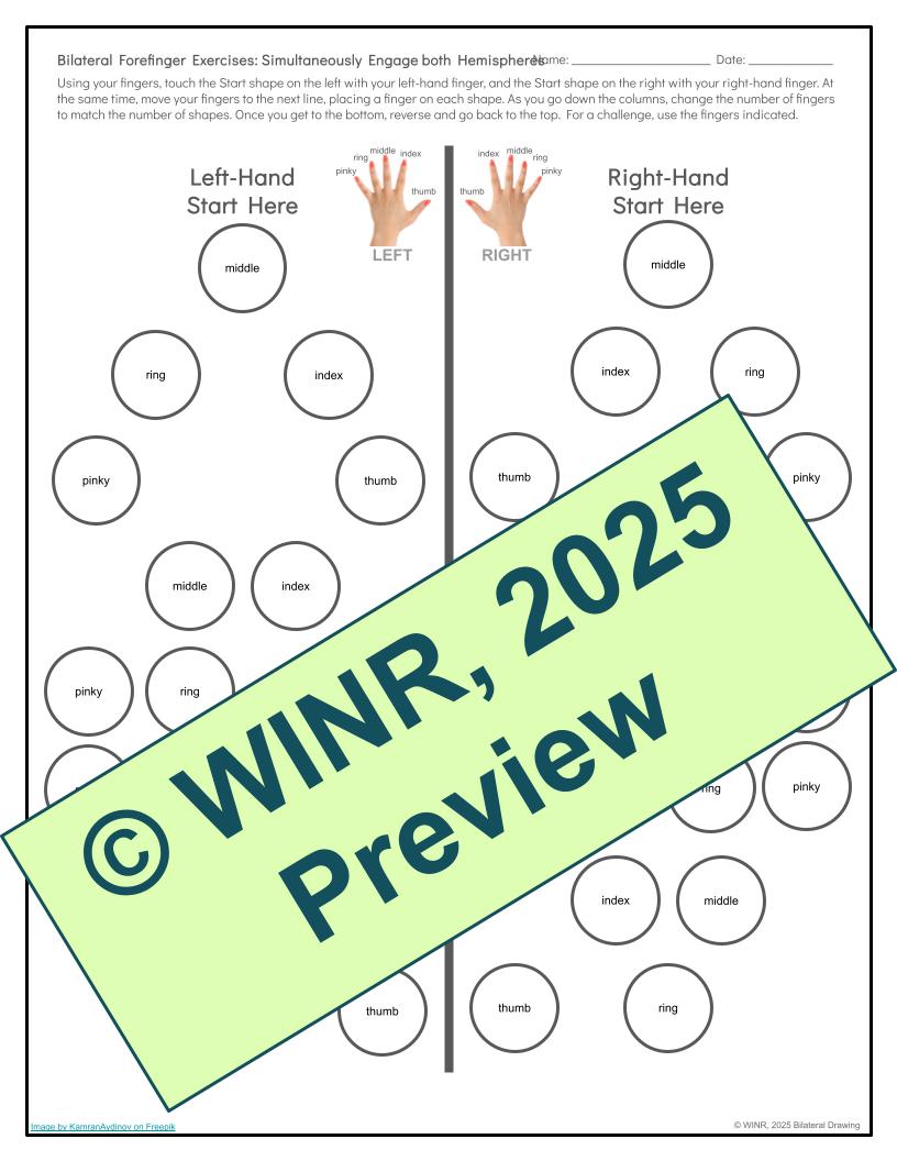 13 Bilateral Finger Exercises - Shapes Edition - Helps improve Coordination, Dexterity, Eye-Brain Connection