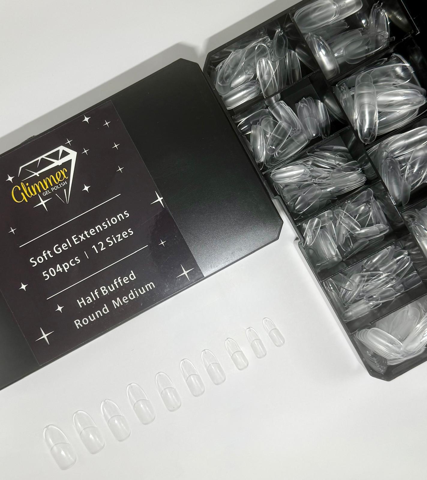 Half Buffed Full Cover Tips - Medium Round