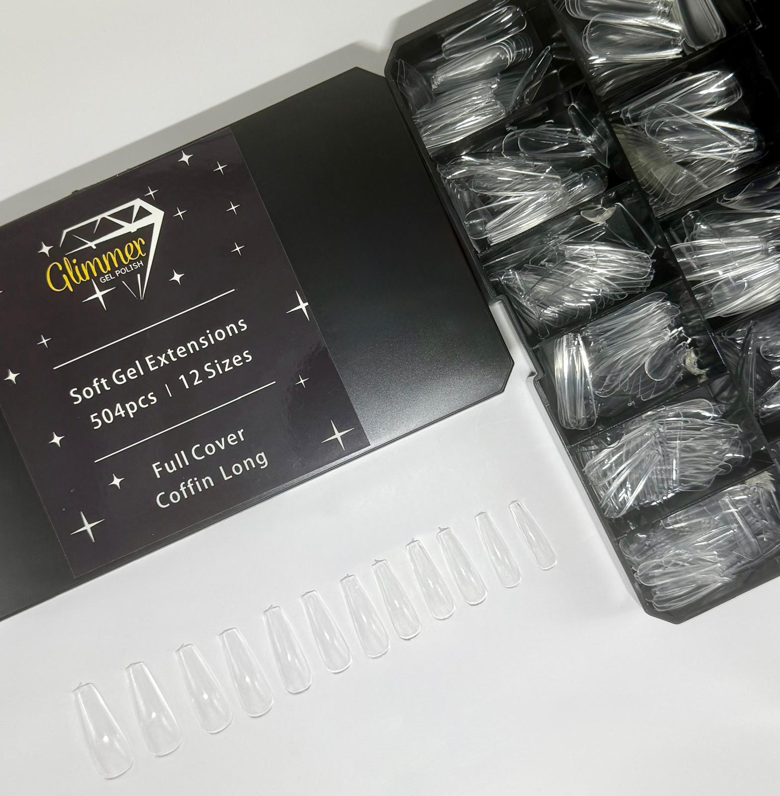 Non Buffed Full Cover Tips - Long Coffin