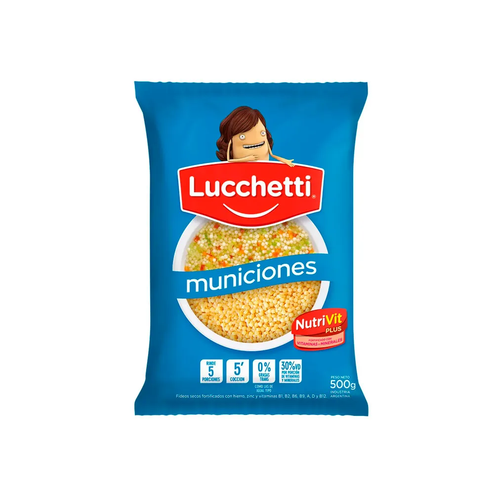 Fideo Lucchetti Municiones X500gr