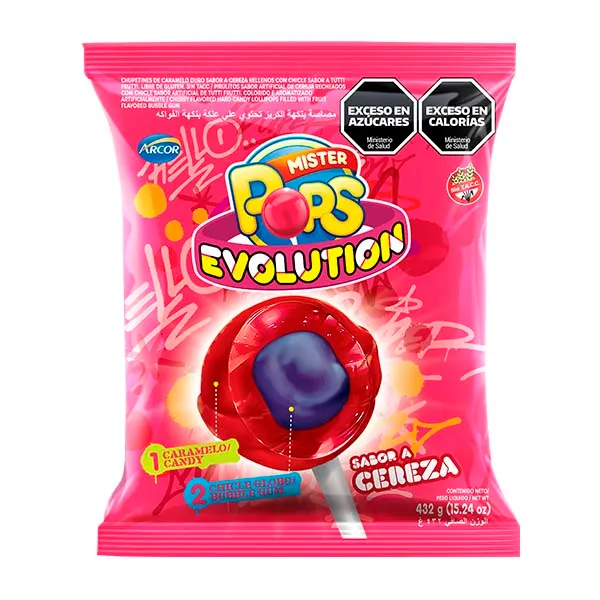 Chupetines Mister Pops Evolution cereza