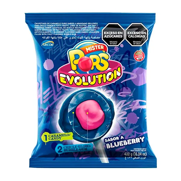 Chupetines Mister Pops Evolution Blueberry