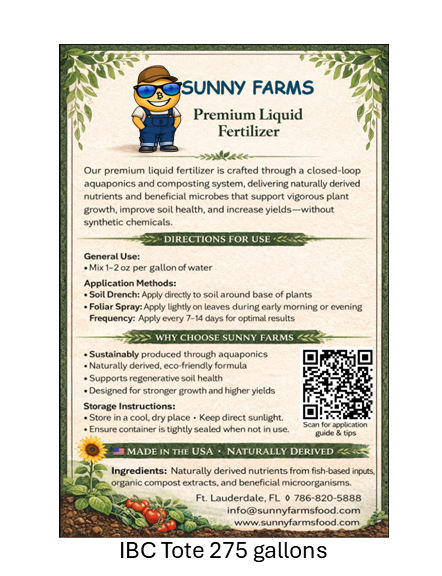 Premium Liquid Fertilizer (IBC Tote 275 gallons)