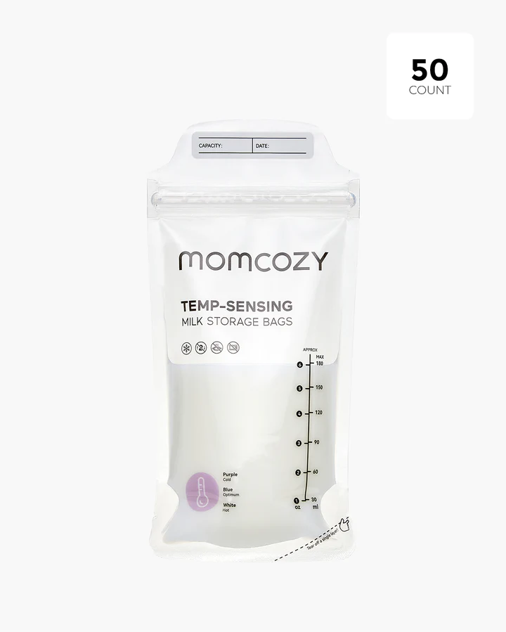 Bolsas de Almacenamiento de Leche Materna Momcozy 50 Unidades con Sensor de Temperatura
