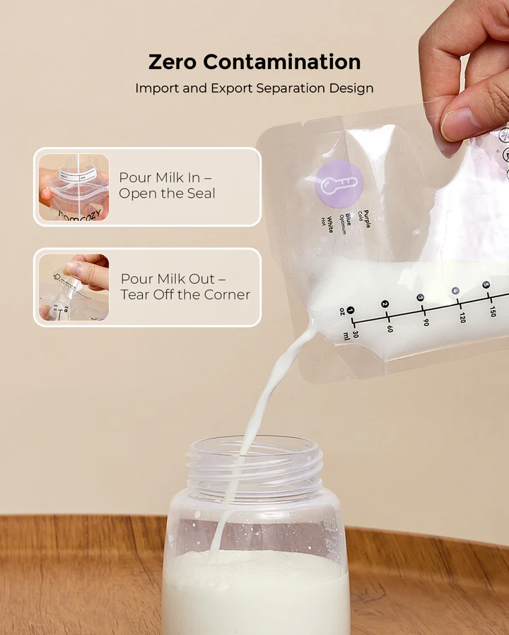 Bolsas de Almacenamiento de Leche Materna Momcozy 50 Unidades con Sensor de Temperatura