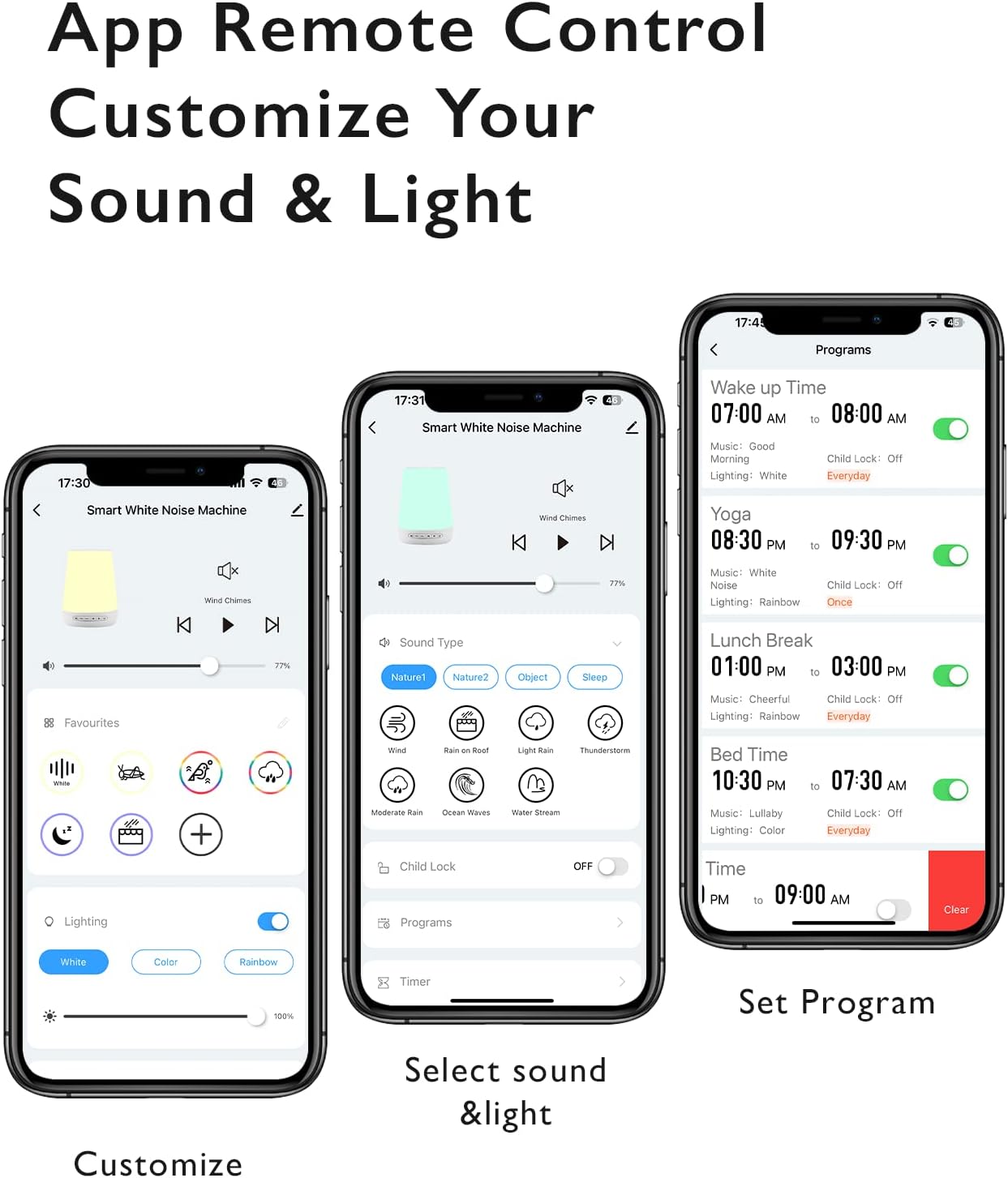 Máquina de Sonidos para Bebés, Momcozy Máquina de Ruido Blanco para Dormir Bebés con Luz Nocturna, Entrenador de Sueño para Niños Pequeños con 34 Sonidos Relajantes, Temporizador, Control Remoto por Aplicación, Rutina de Sueño Personalizada