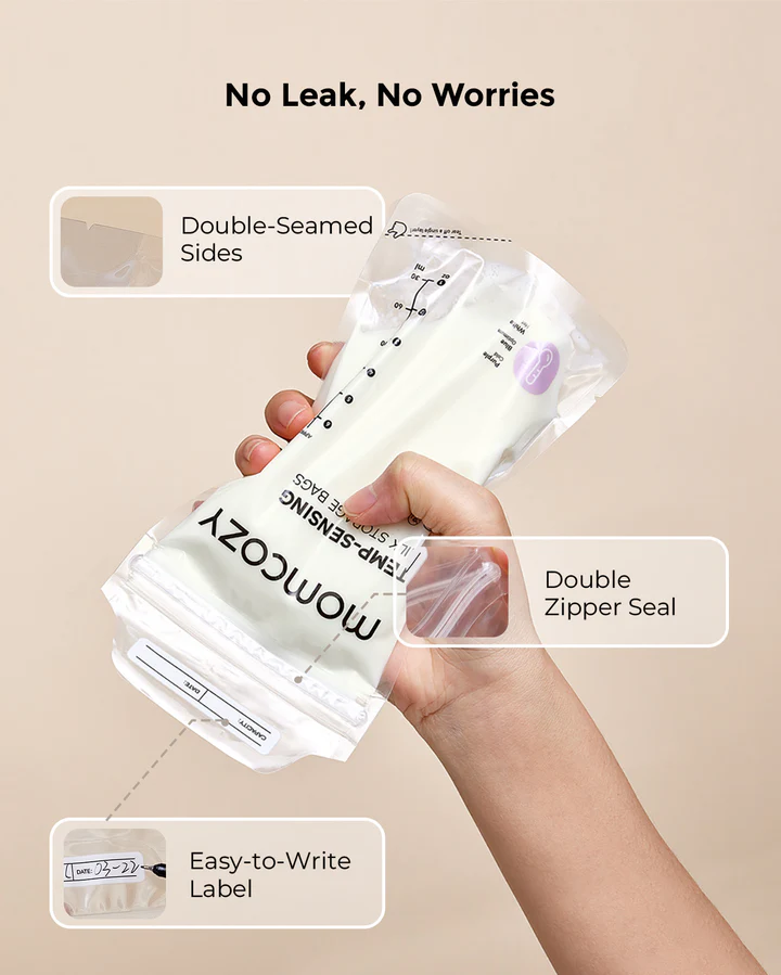 Bolsas de Almacenamiento de Leche Materna Momcozy 50 Unidades con Sensor de Temperatura
