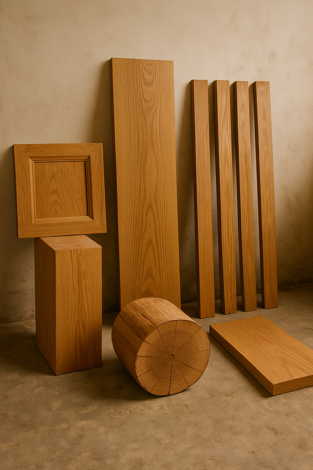 “Versatile Premium Oak Wood – Blocks, Panels, Beams & Round Logs” [350 Pounds]