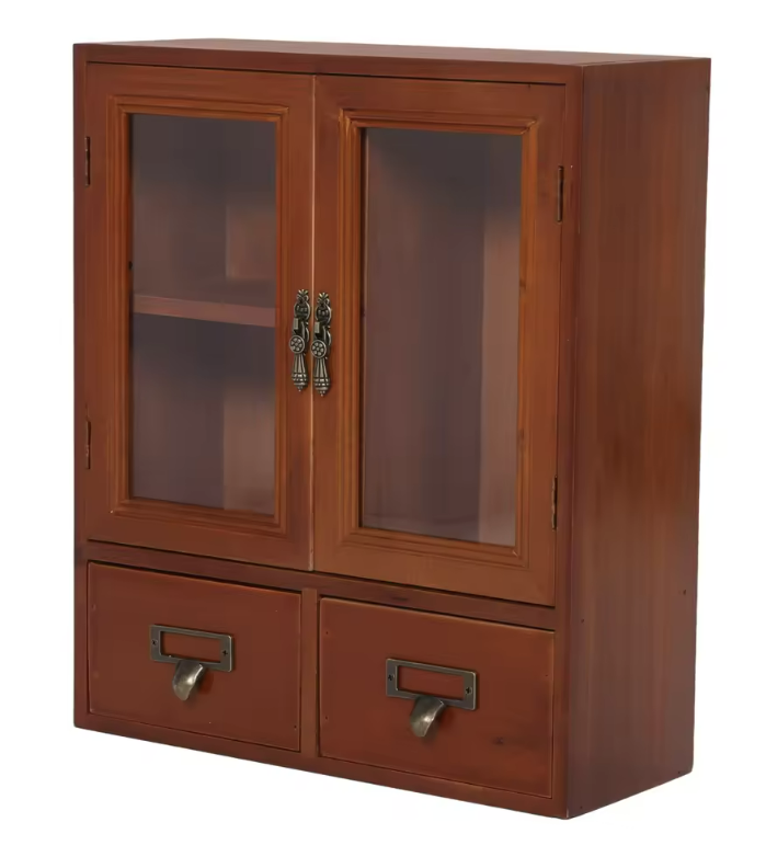 Wooden Cabinet with Glass Doors