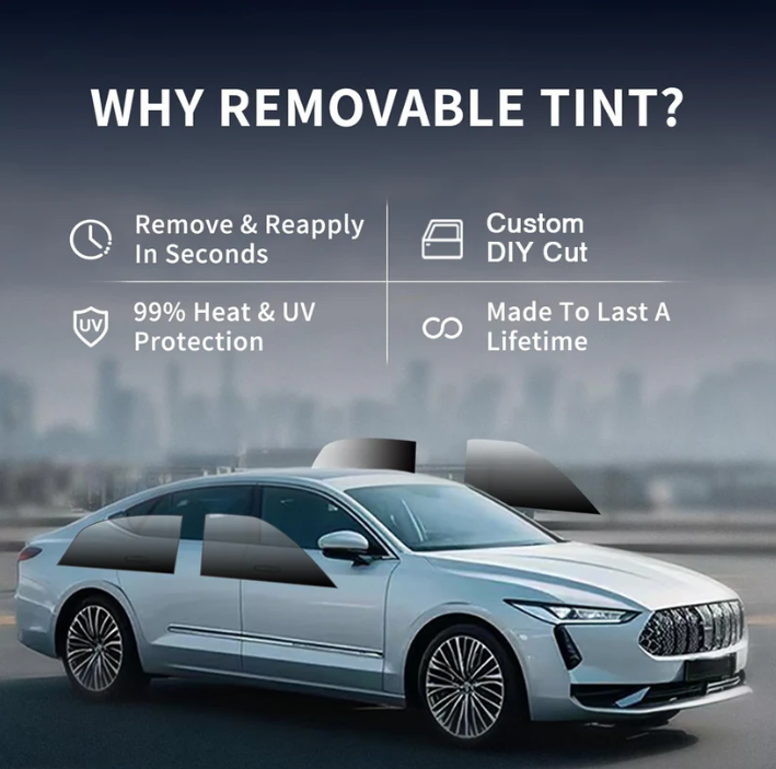Universal Reduce Infrared Heat & Block UV by 99% Removable Window Tint Film for Cars - DIY Cut for Multiple Shapes
