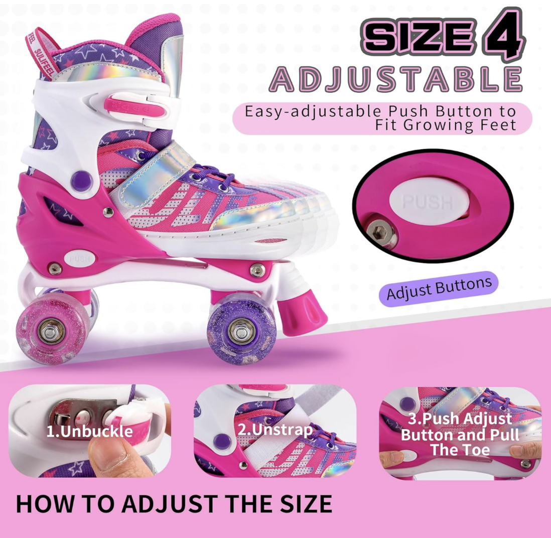 Patines de cuatro ruedas rosados