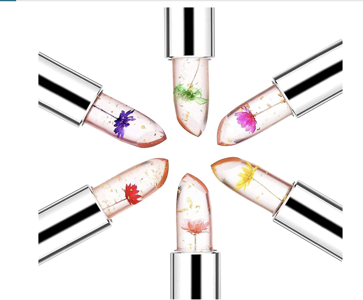 Labiales transparentes con flores reales 