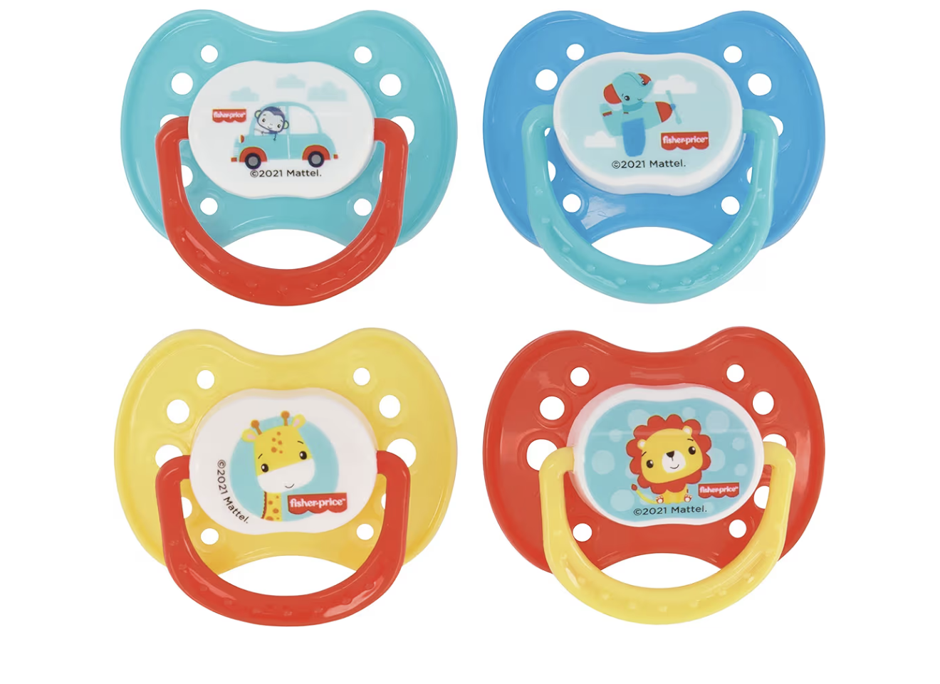 Paquete de 4 chupas de ortodoncia Fisher-Price para bebé sin BPA, 0+ meses 