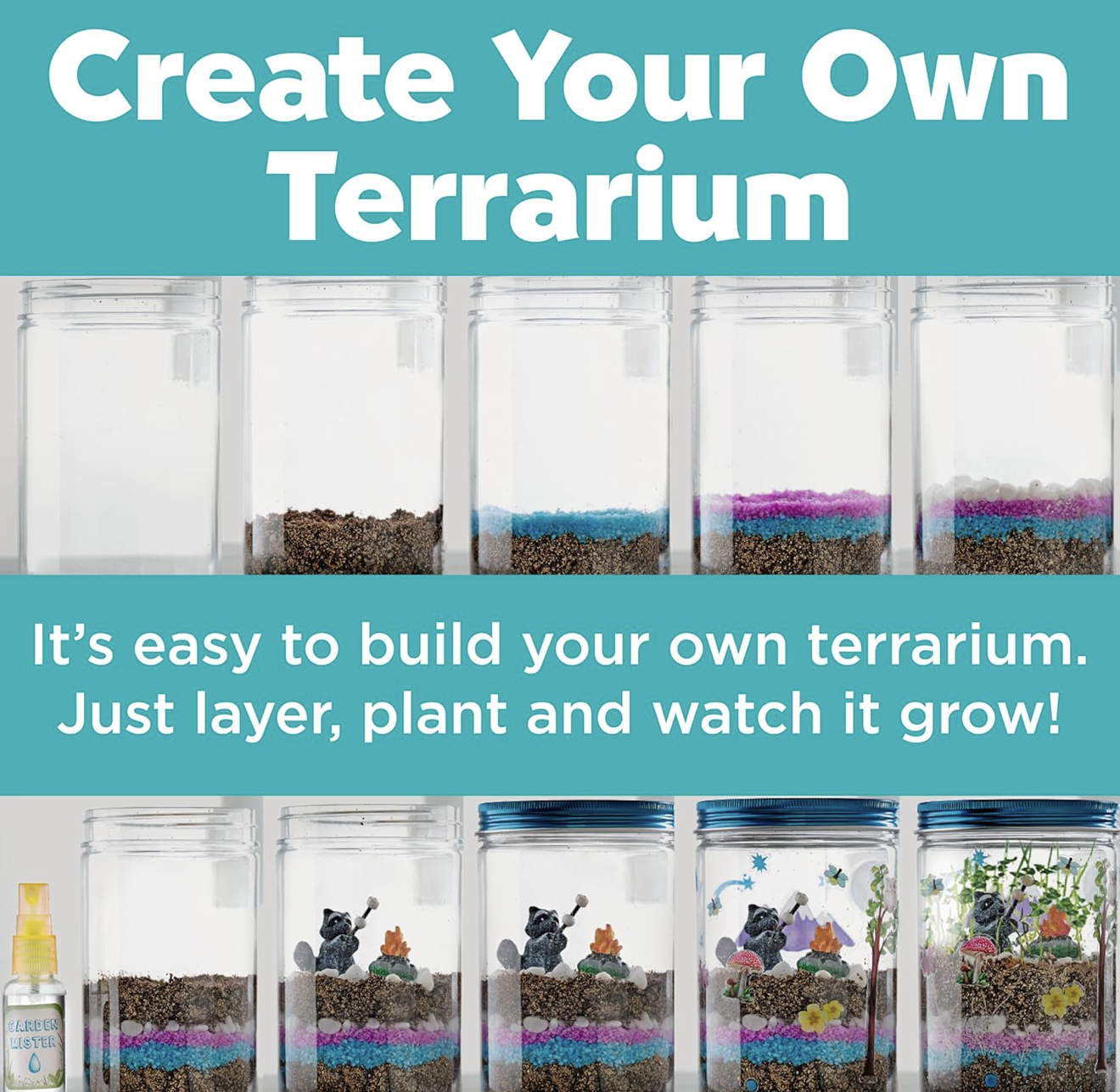 Terrario luminoso para niños con semillas reales