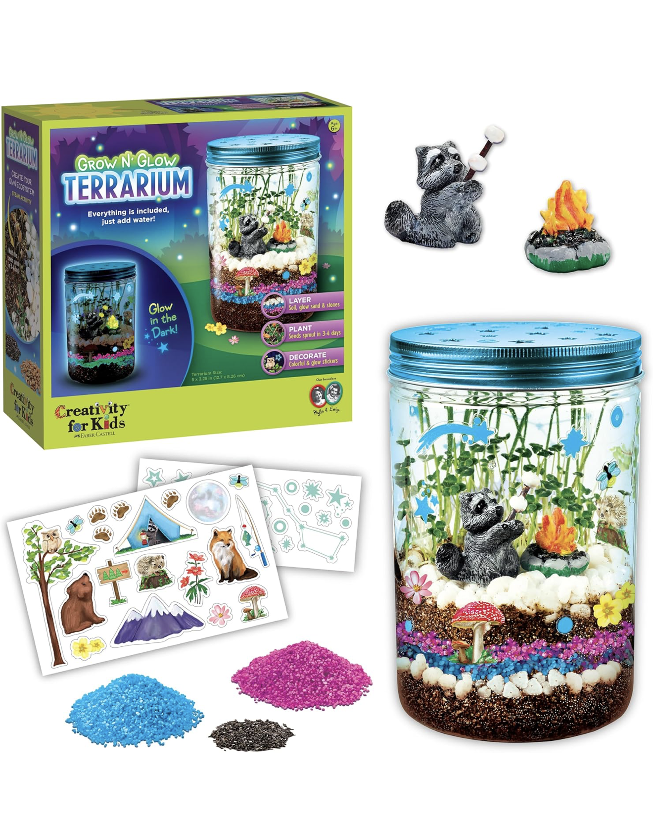 Terrario luminoso para niños con semillas reales