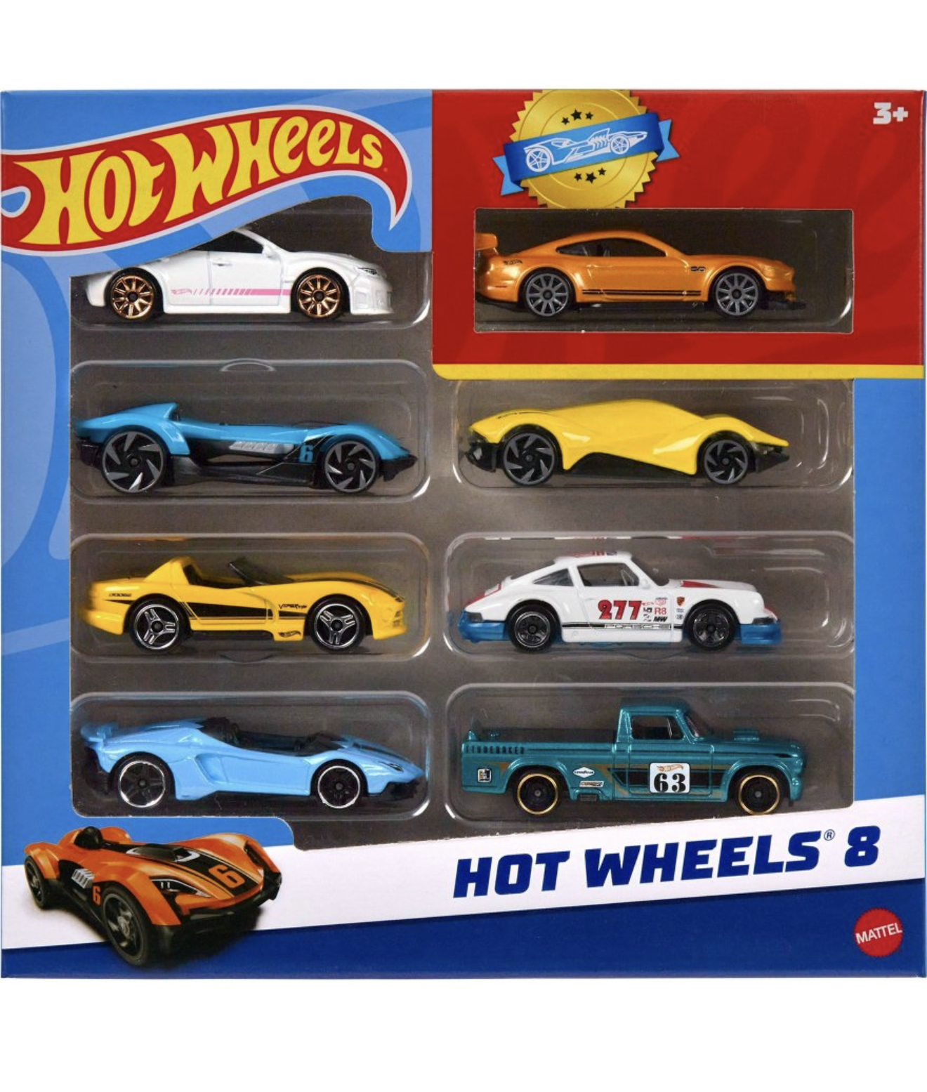 Hot Wheels set de 8 entre carros y camionetas con 1 carro exclusivo 