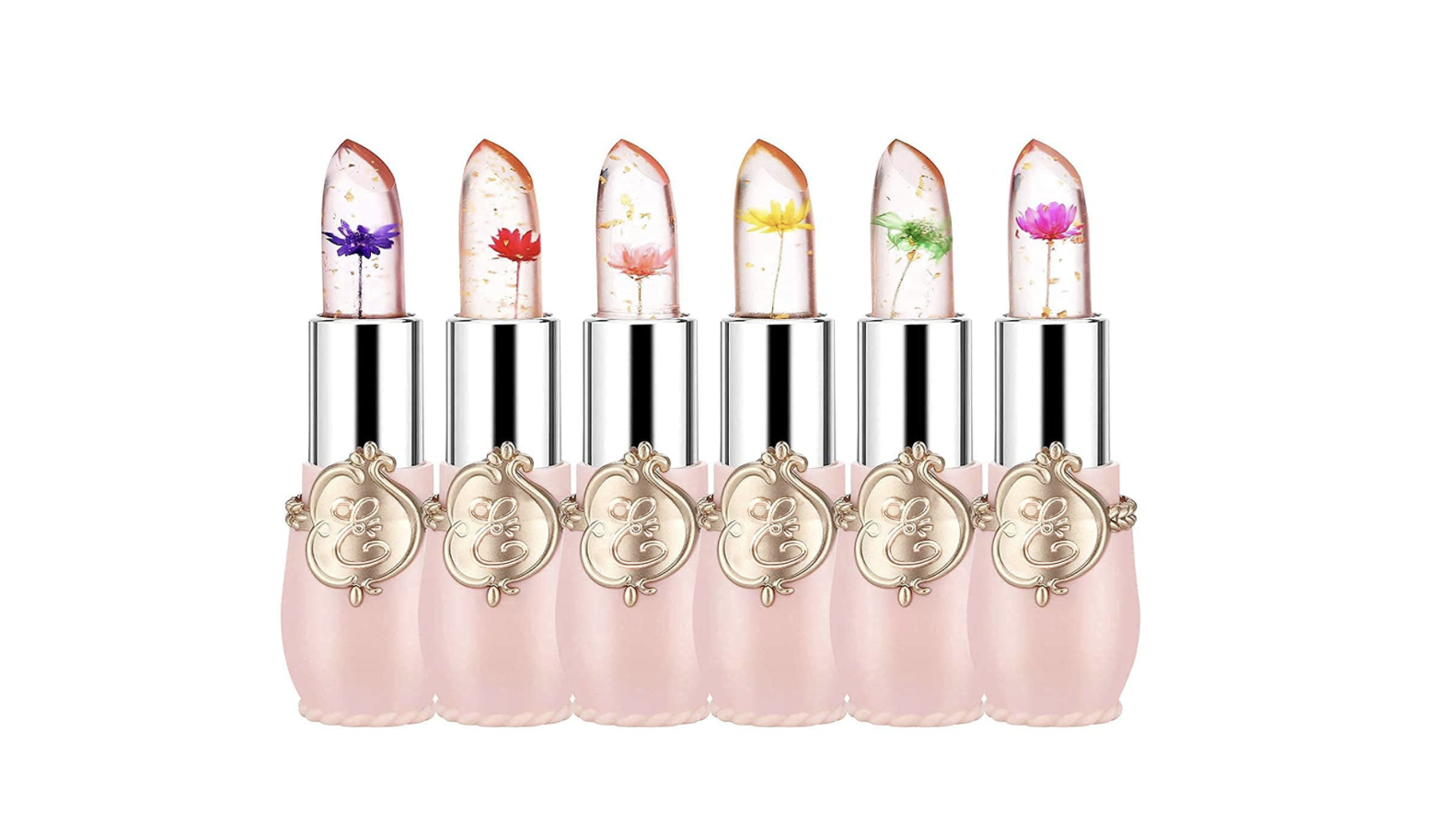 Labiales transparentes con flores reales 