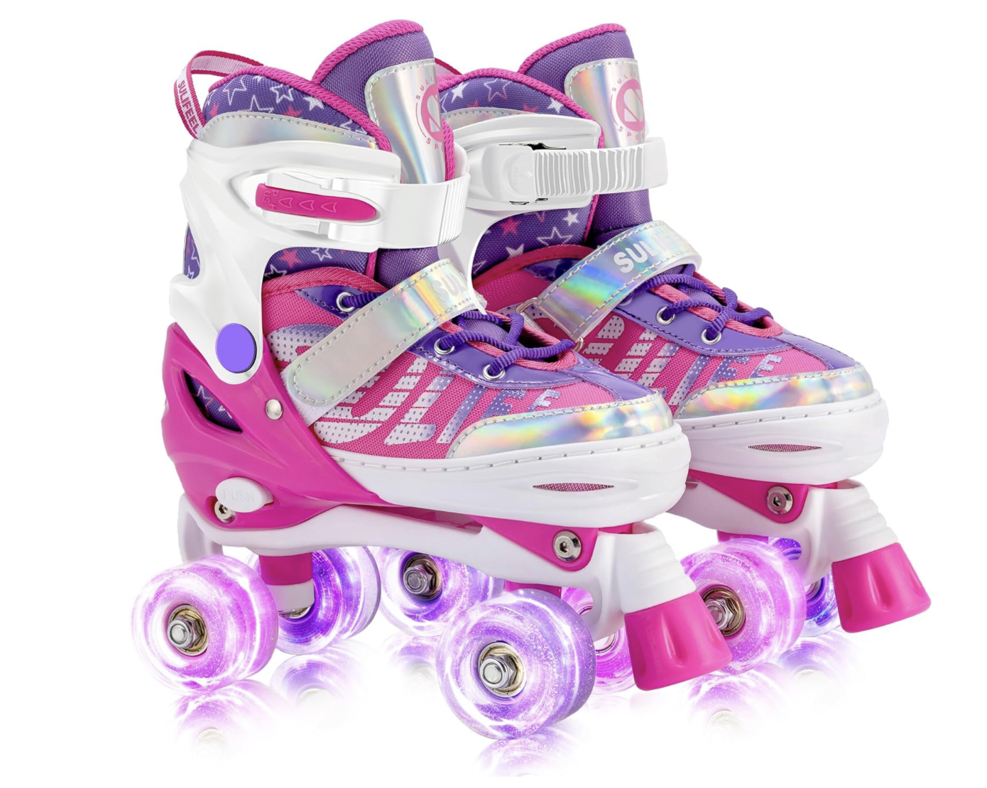 Patines de cuatro ruedas rosados