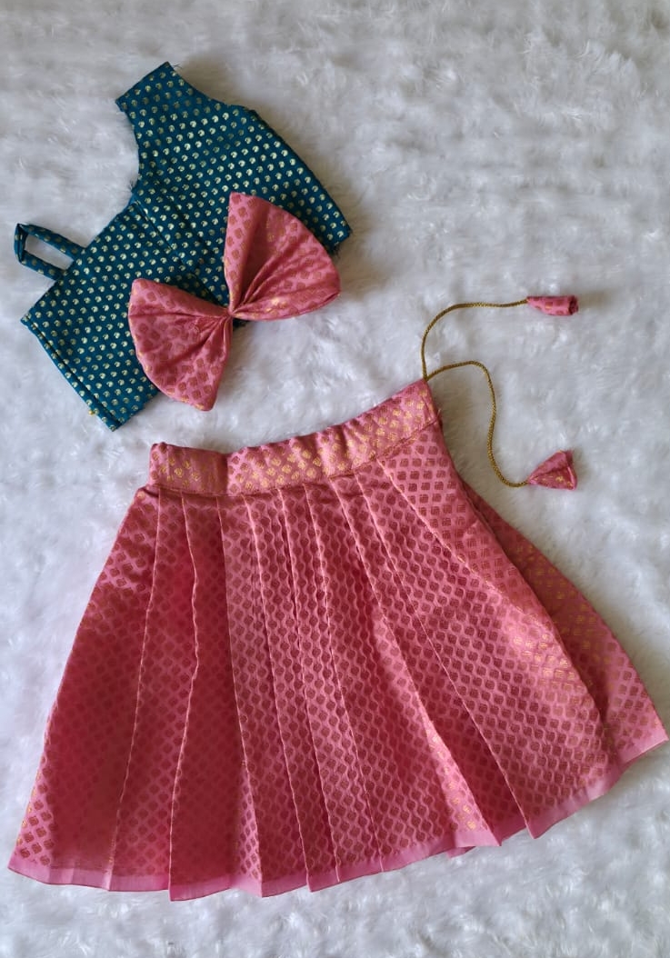 BANARAS - PEACOCK BLUE WITH BABY PINK