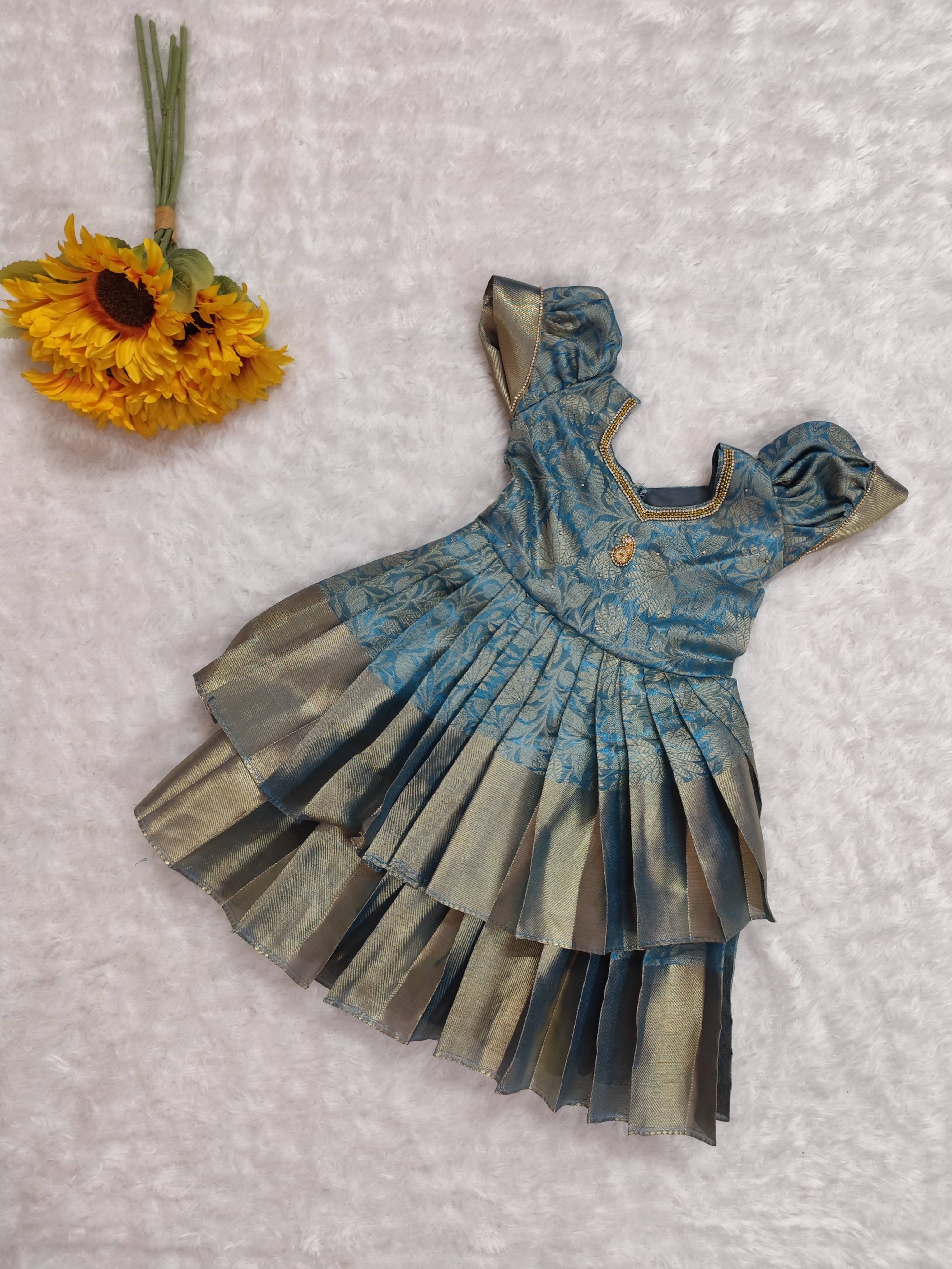 Blue and Gold Traditional Girls' Dress