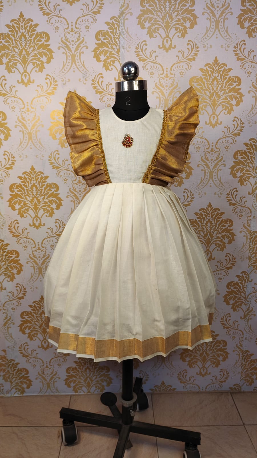 Vintage White and Gold Dress