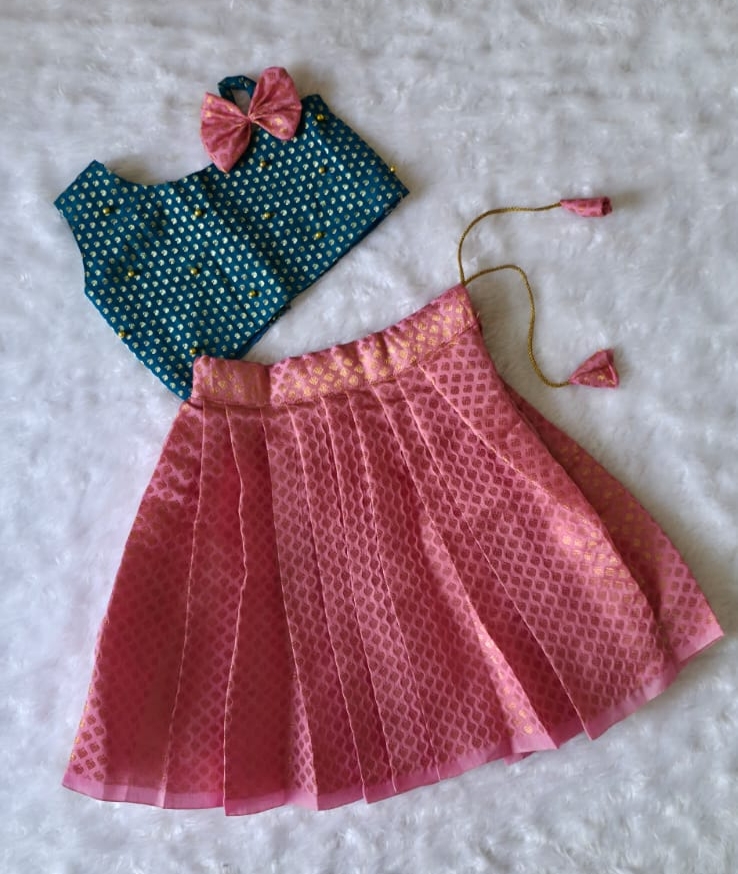 BANARAS - PEACOCK BLUE WITH BABY PINK