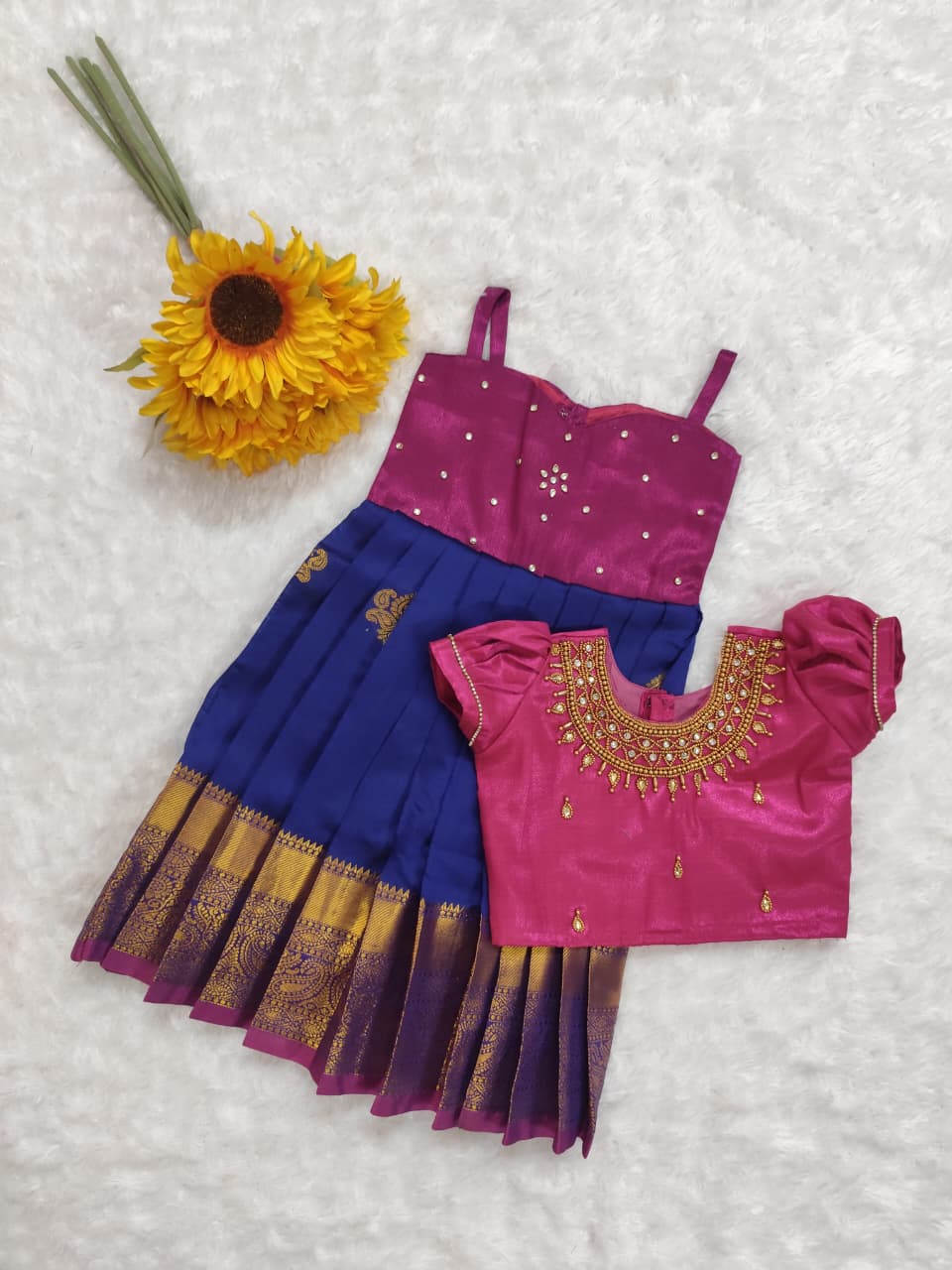 Traditional Girls' Pattu Pavadai Set