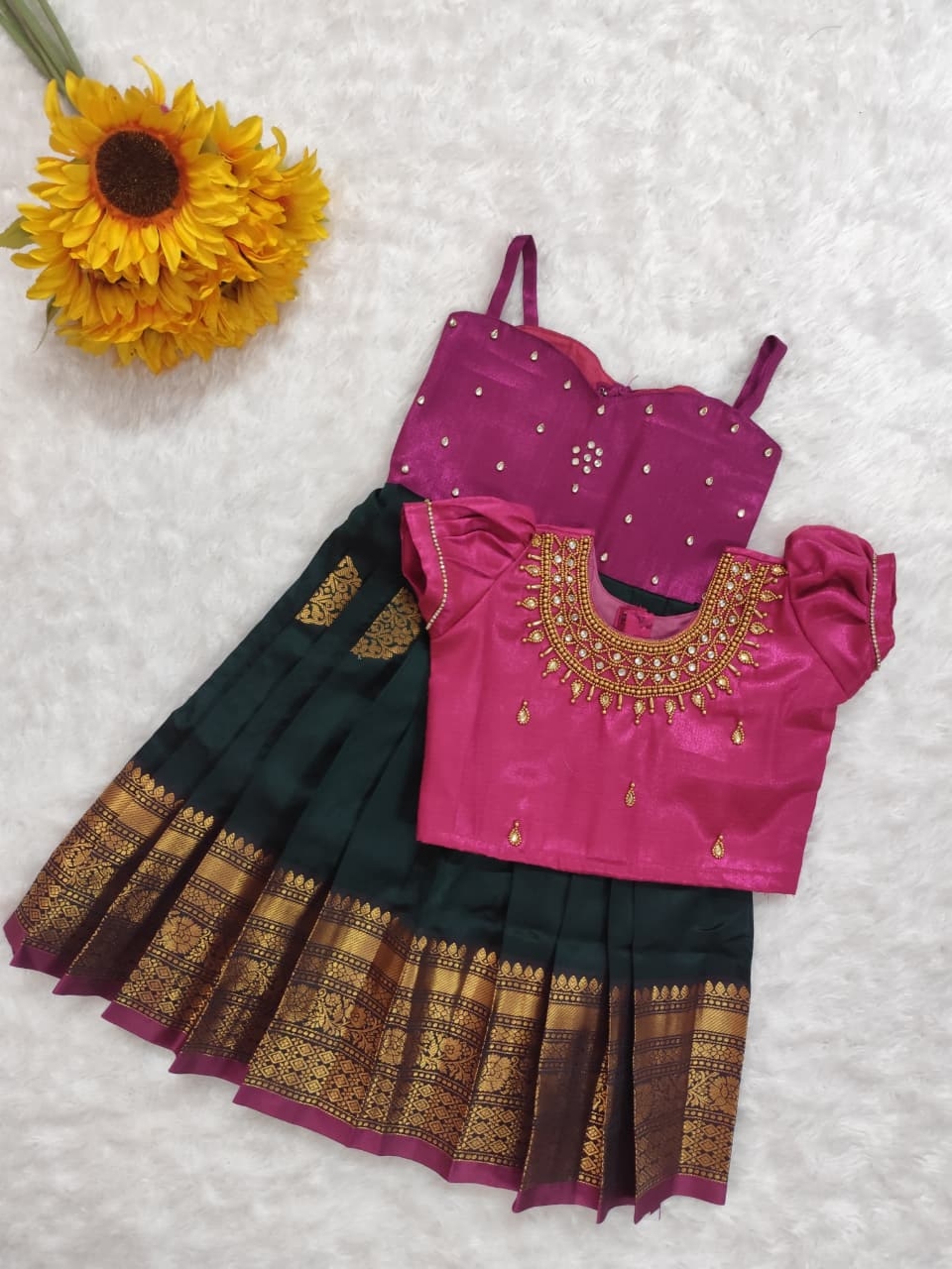 Traditional South Indian Kids' Pattu Pavadai Set