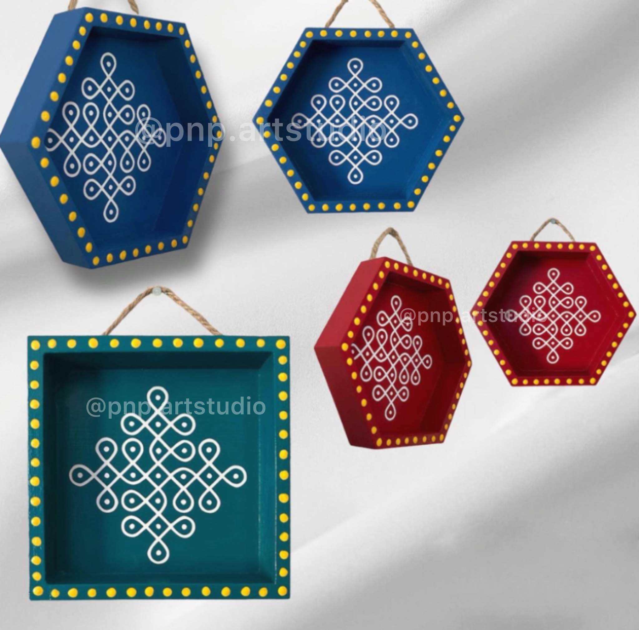 Handcrafted Kolam Art Wall Shelves