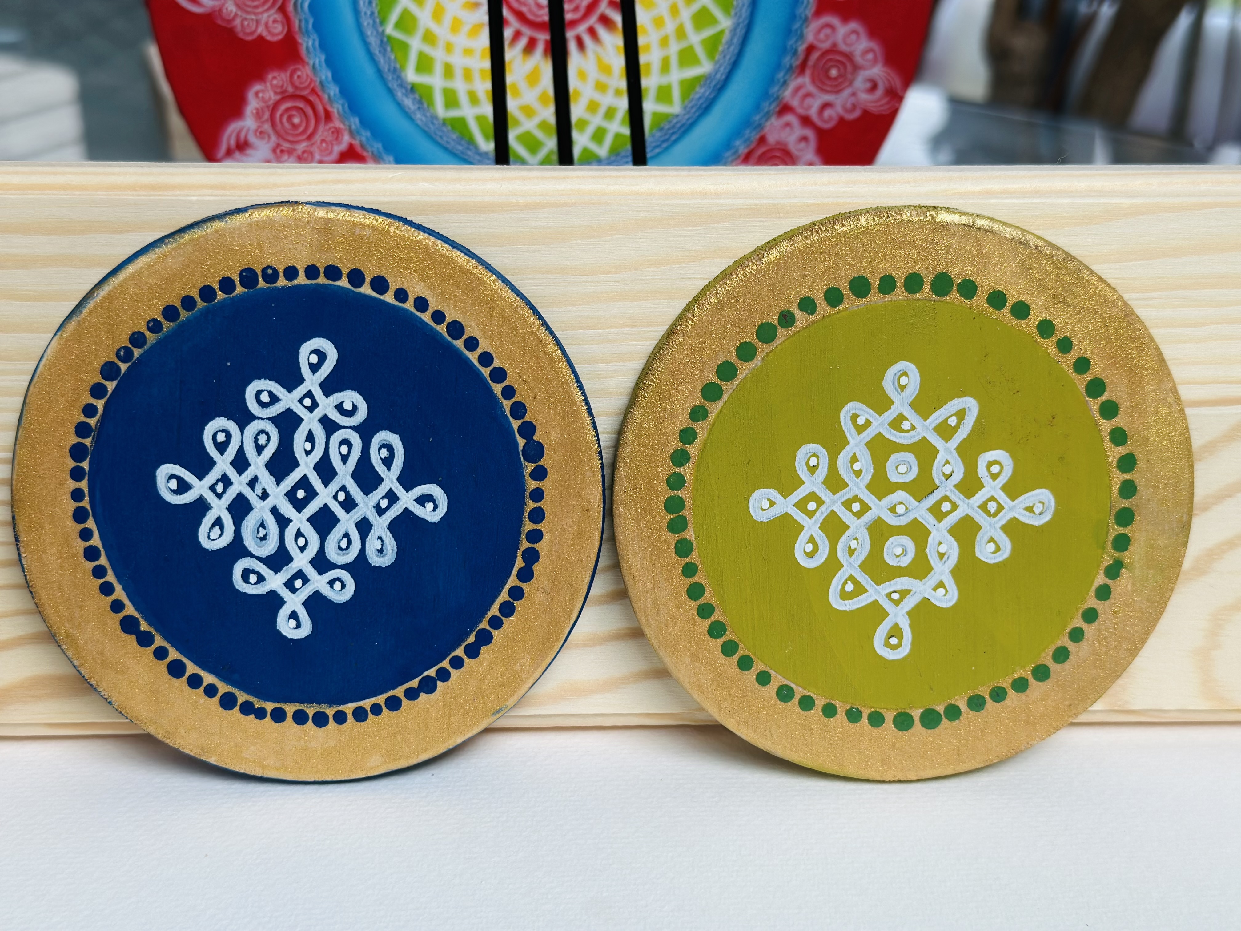 Hand-Painted Decorative Wooden Coasters