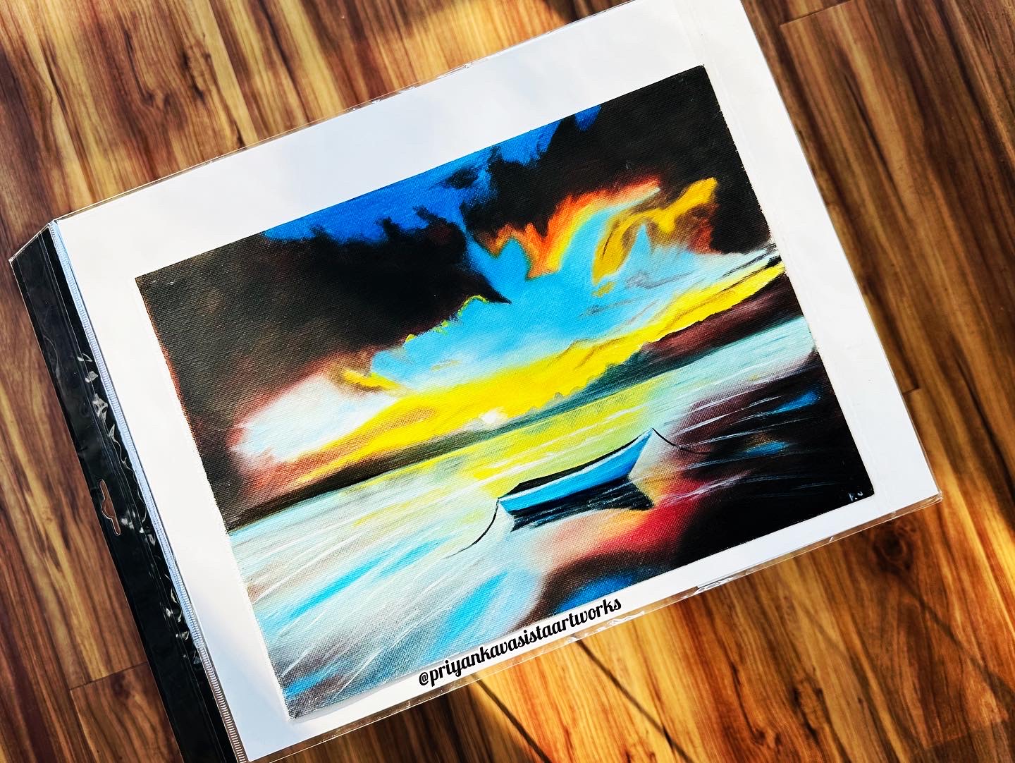 Sunset Boat Painting