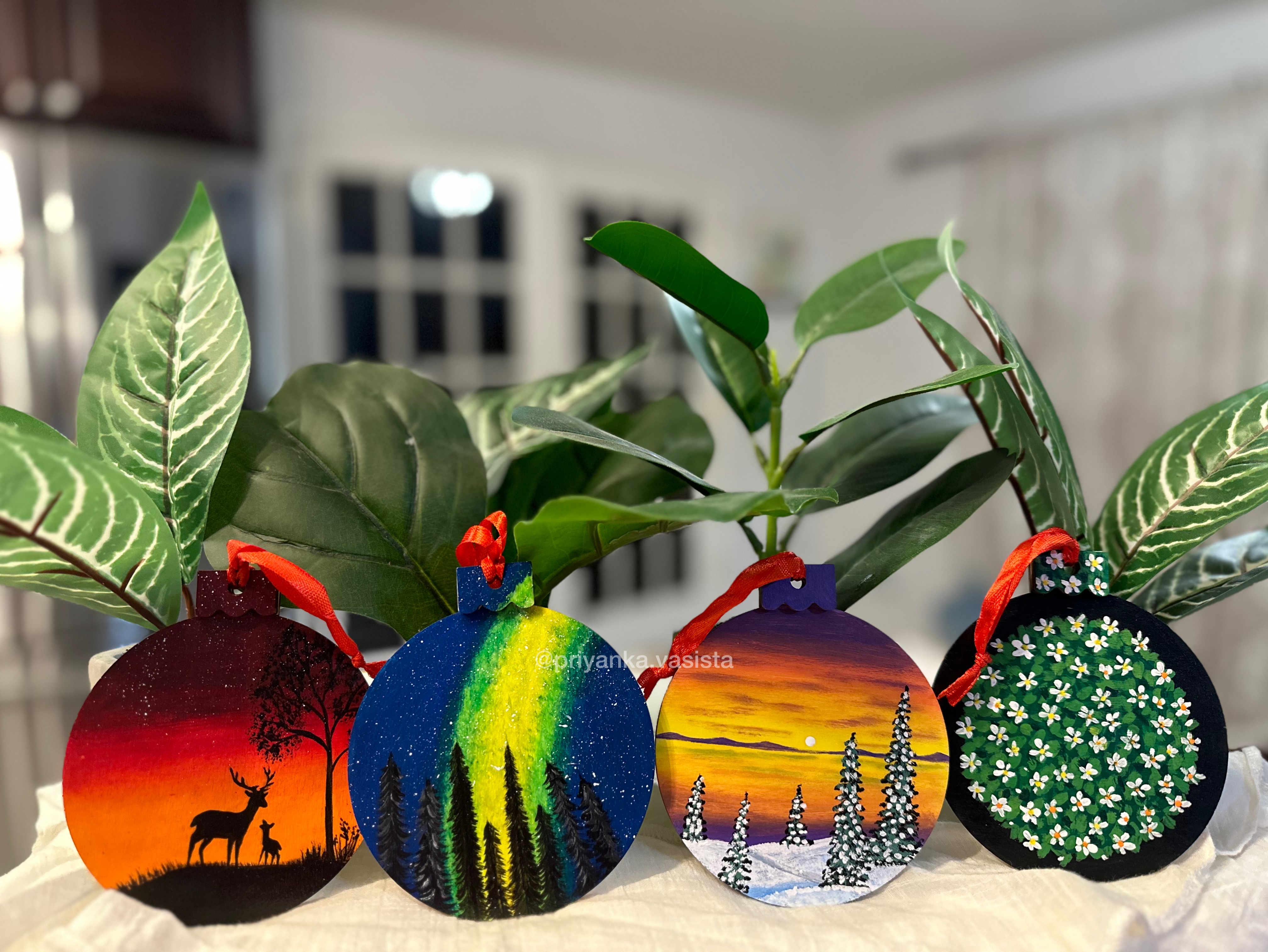 Hand-Painted Wooden Holiday Ornaments