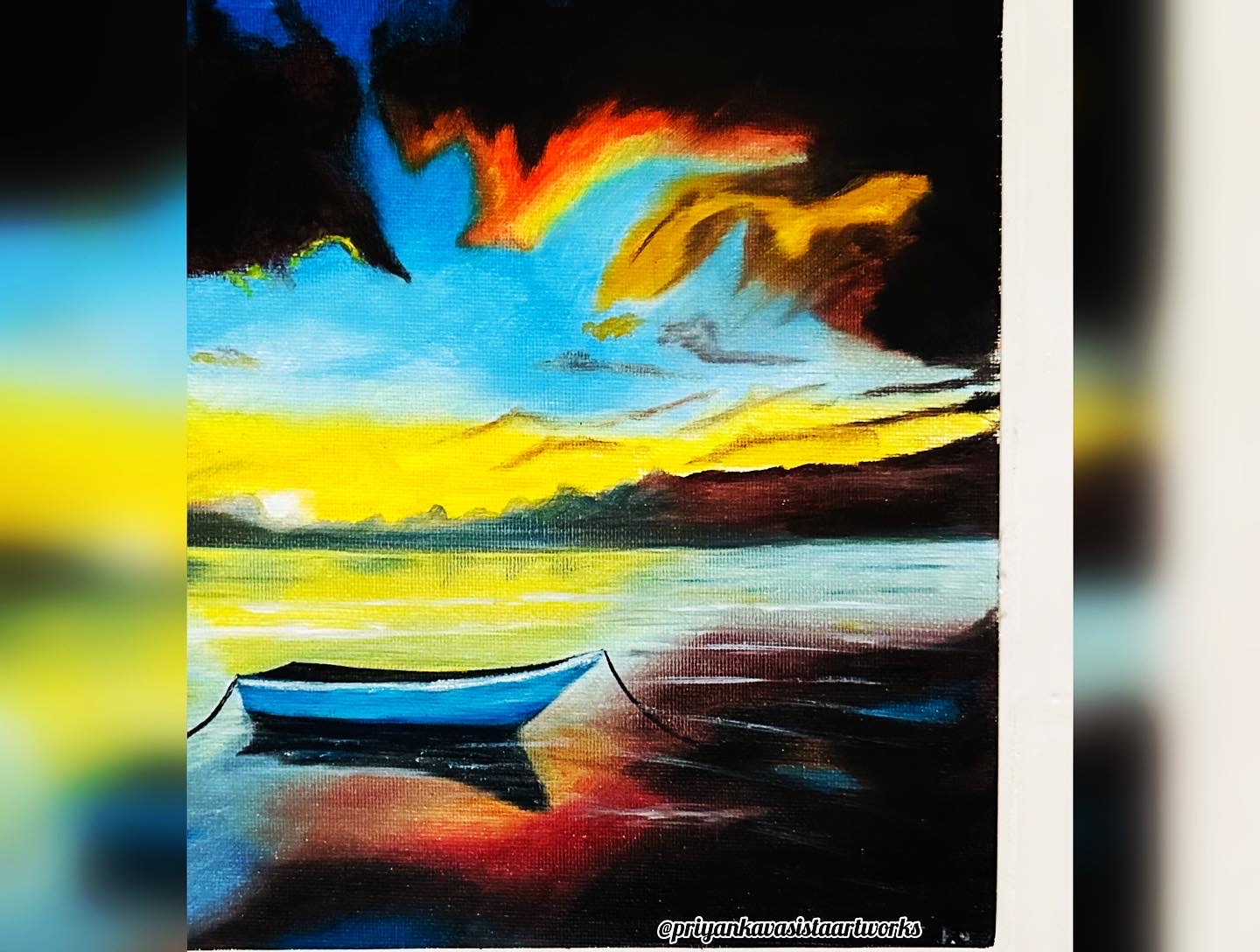 Sunset Boat Painting