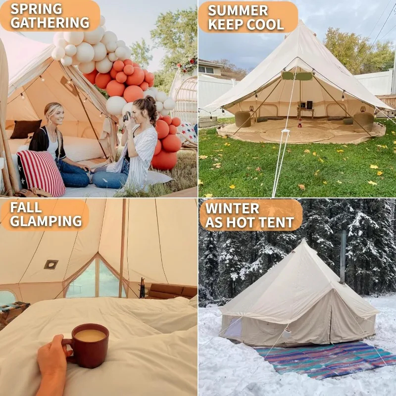 Cotton Canvas Adult Teepee Yurt Glamping Tent Tipi Tent Wedding Indian Pyramid Family Camping Outdoor Tents