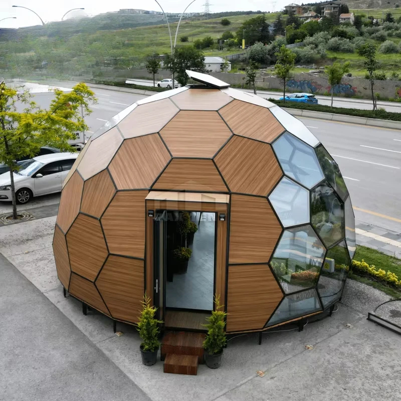 7M Wooden Color Honeycomb Glass Dome House for Airbnb Glamping Hotel