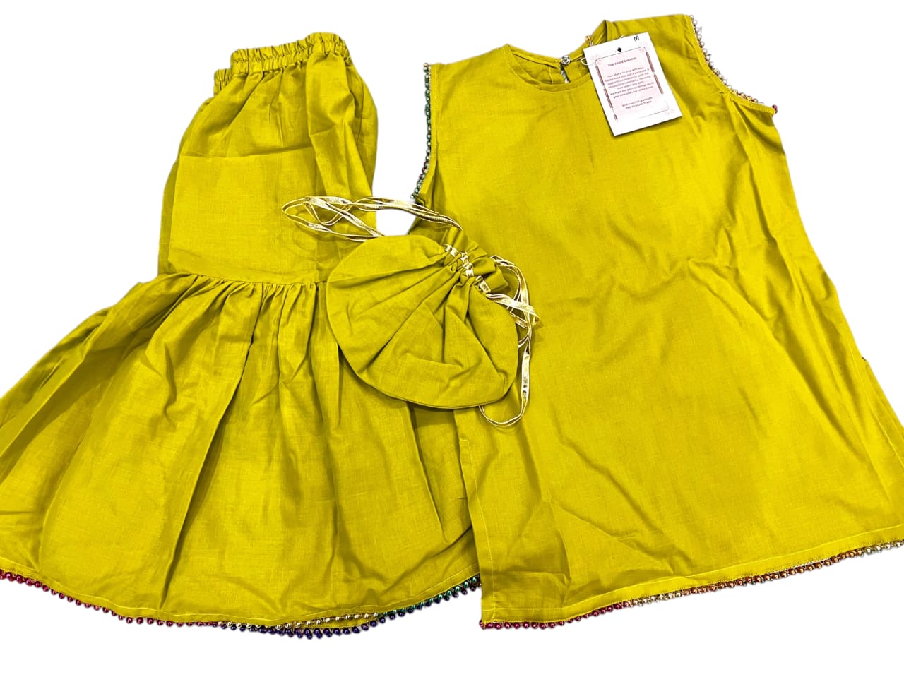Yellow Kids' Ethnic Dress Set