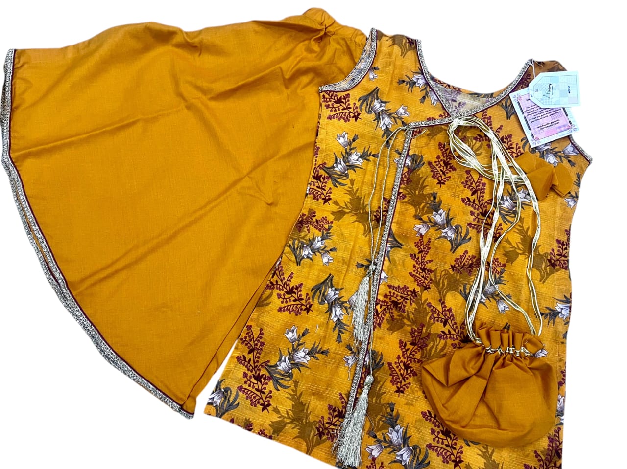 Floral Printed Yellow Girls' Dress