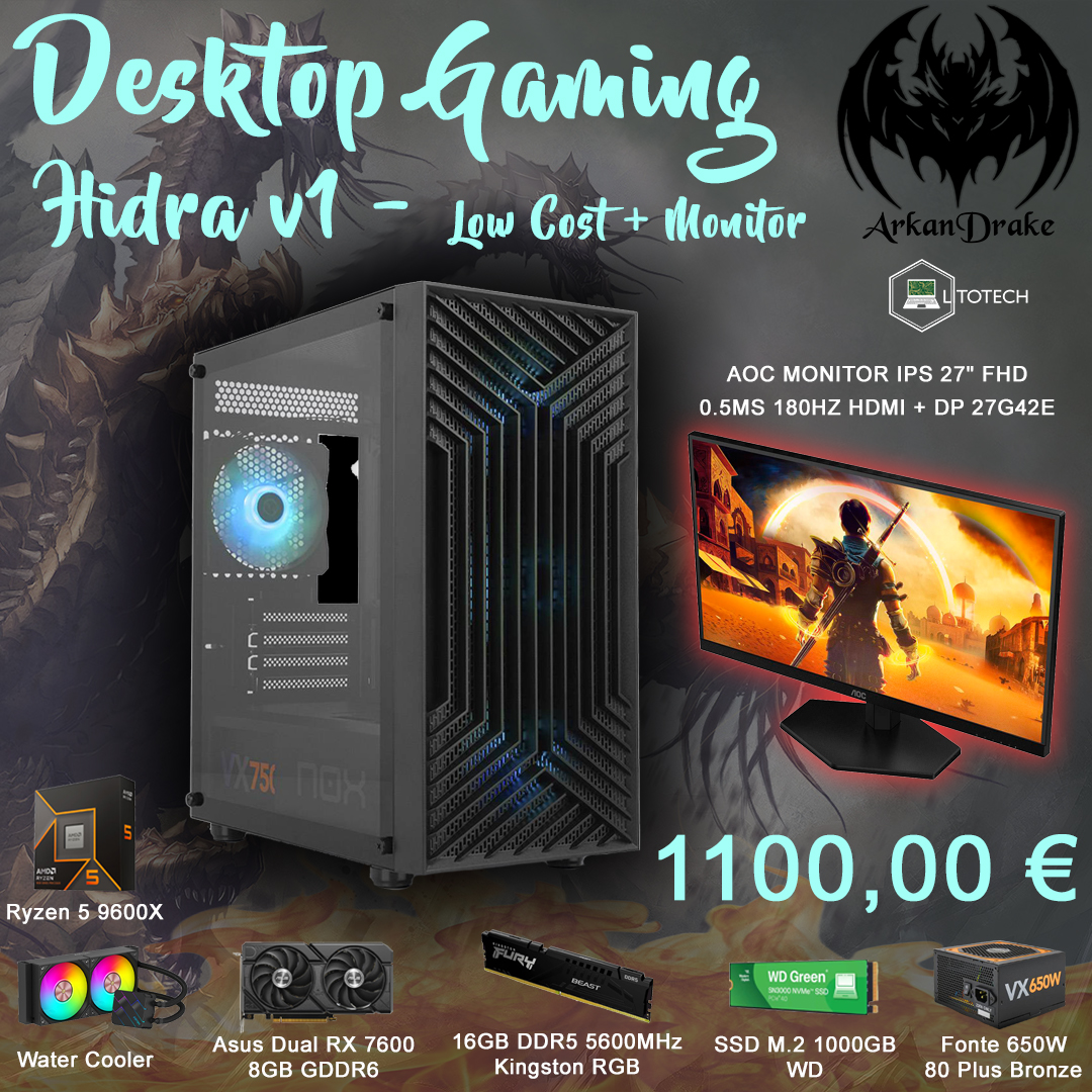 Pack Desktop Gaming Hidra V1 Low + Monitor