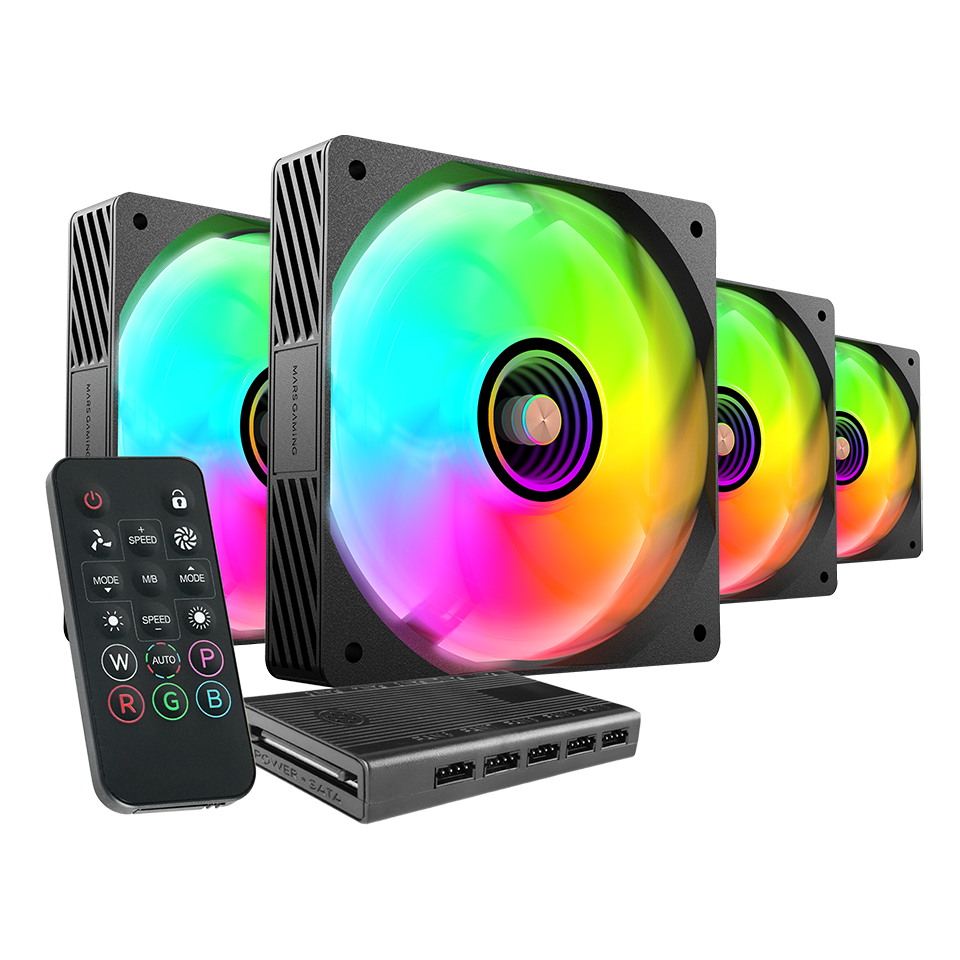 Kit ventoinhas ARGB controlo remoto Preto