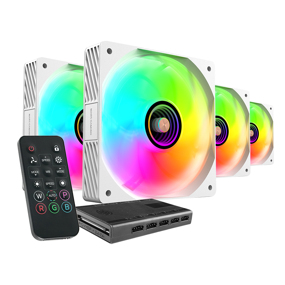 Kit ventoinhas ARGB controlo remoto Branco