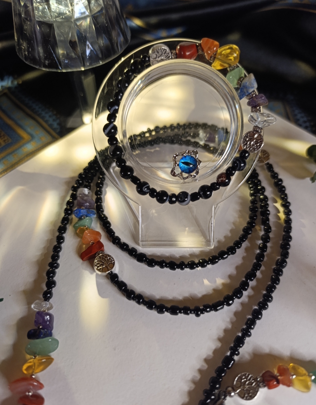 Rankų darbo čakra papuošalų komplektas