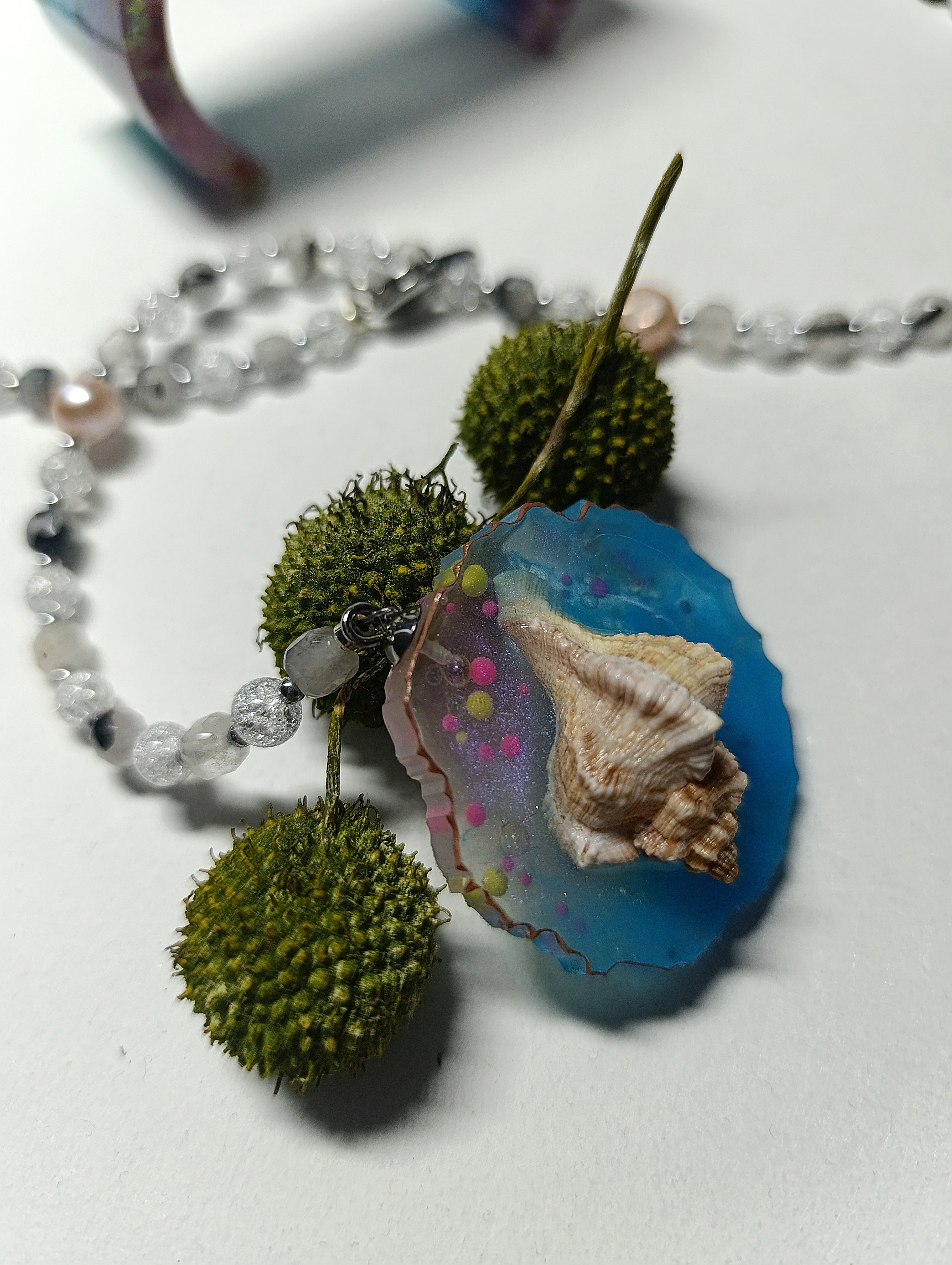 Papuošalų rinkinys iš gėlavandenių perlų, turmalino, kvarco