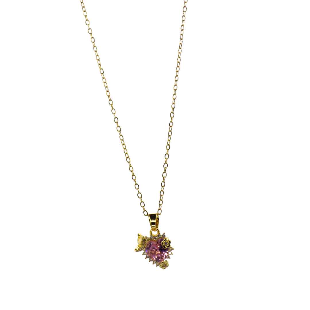 Heart-Shaped Pink Crystal Pendant Necklace