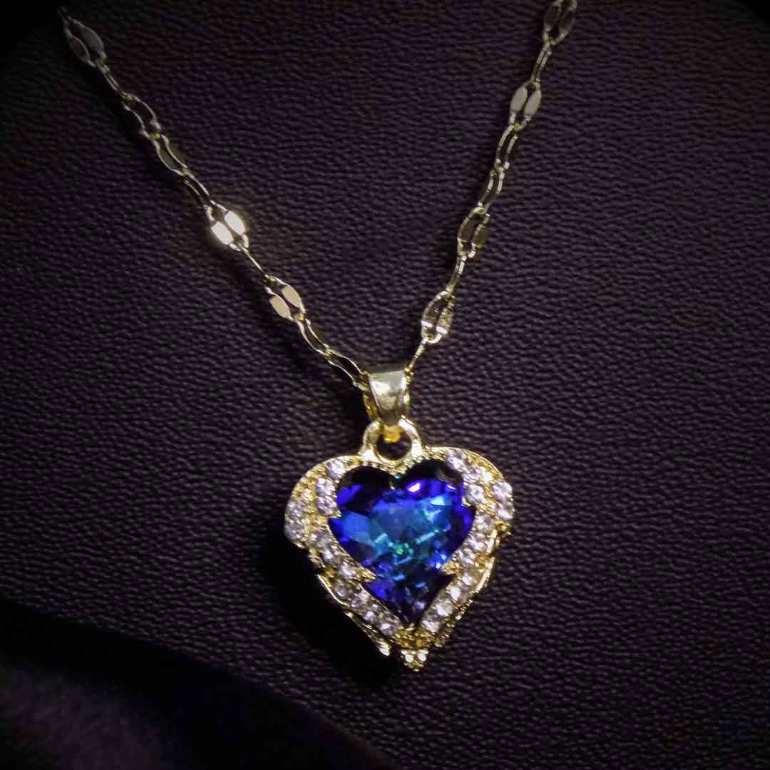 Blue Heart Pendant Necklace