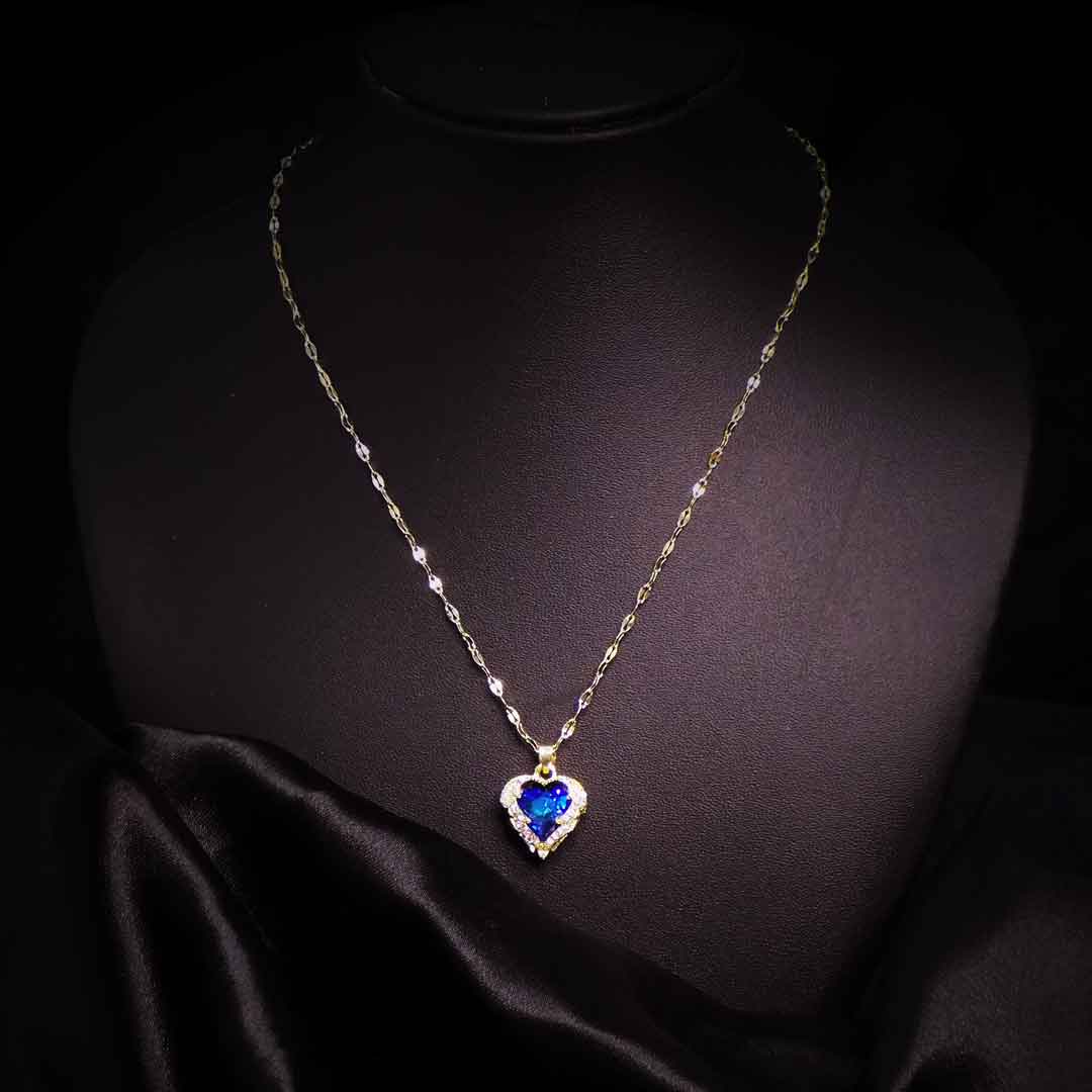 Blue Heart Pendant Necklace