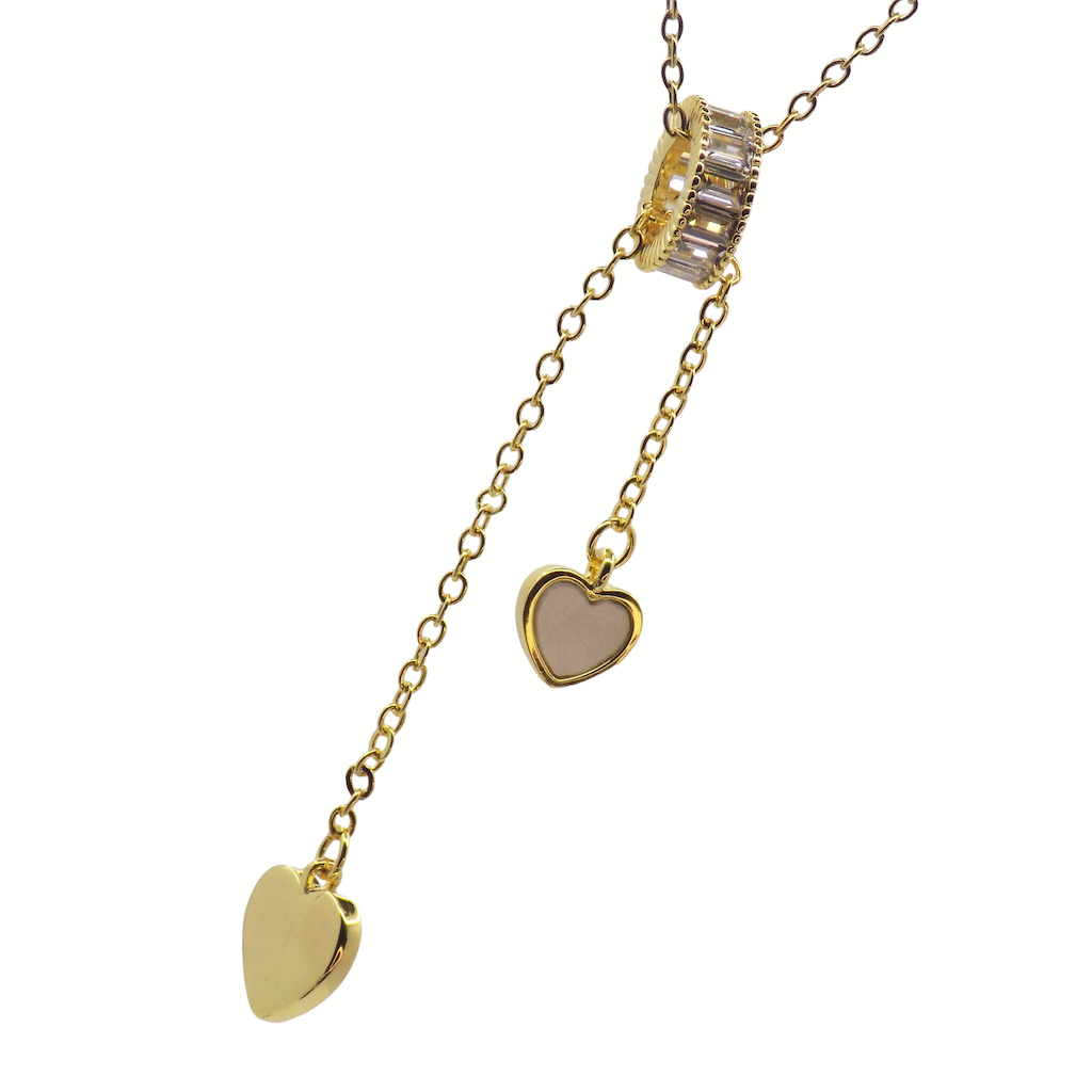 Dual-heart crystal charm necklace