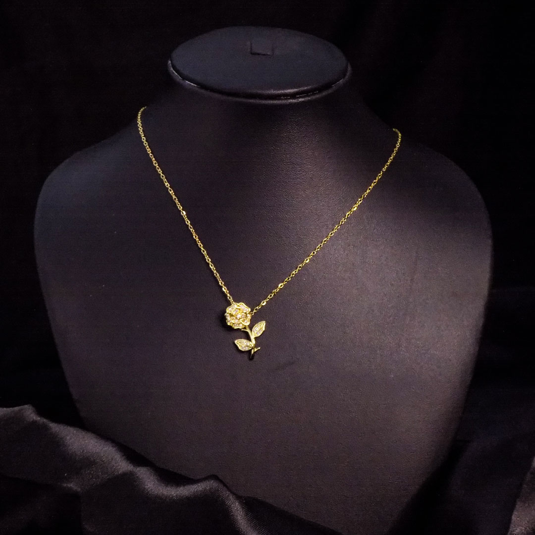 Gold Rose Pendant Necklace