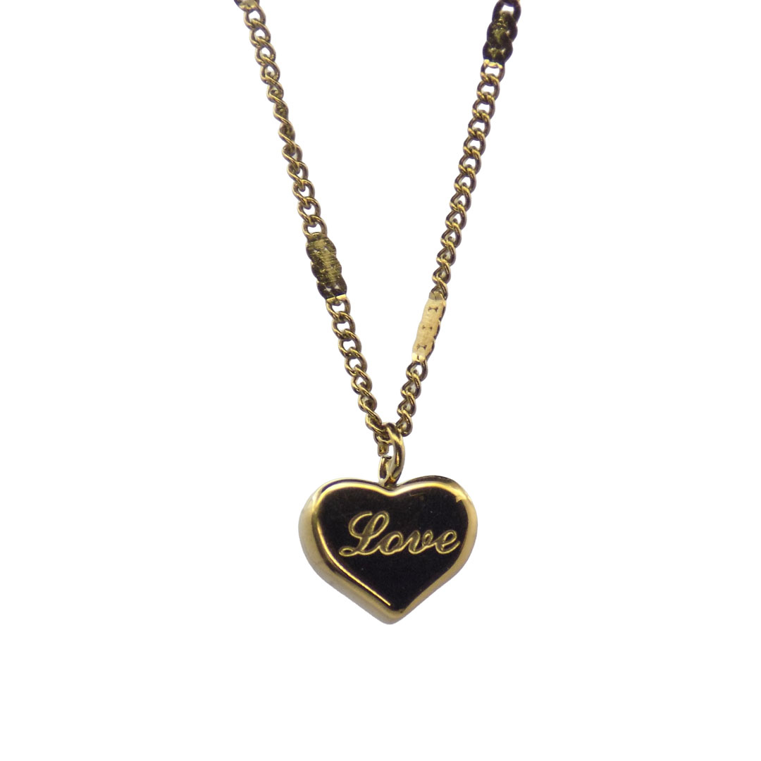 Gold Heart 'Love' Pendant Necklace